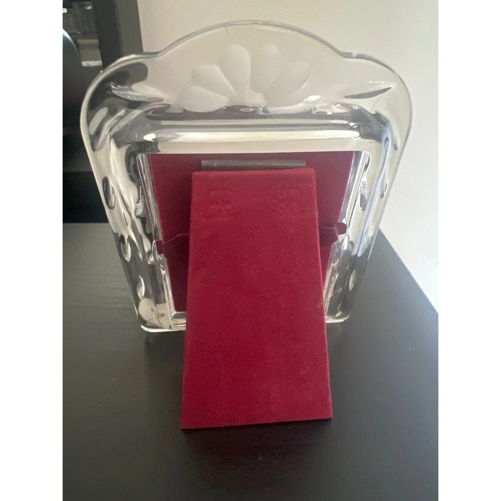 Princess House Picture Frame Clear Heritage Lead‎ Crystal 2.5x3 Etched  VTG